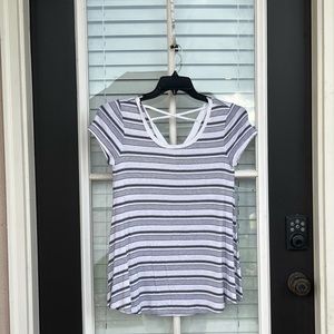 Black and white striped shirt with crossed back